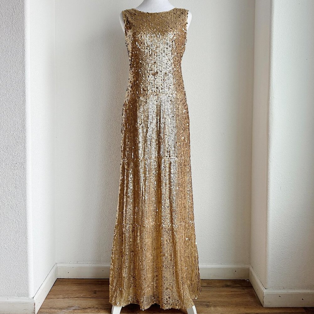 VINTAGE GOLD‎ SEQUIN FLOOR LENGTH GOWN